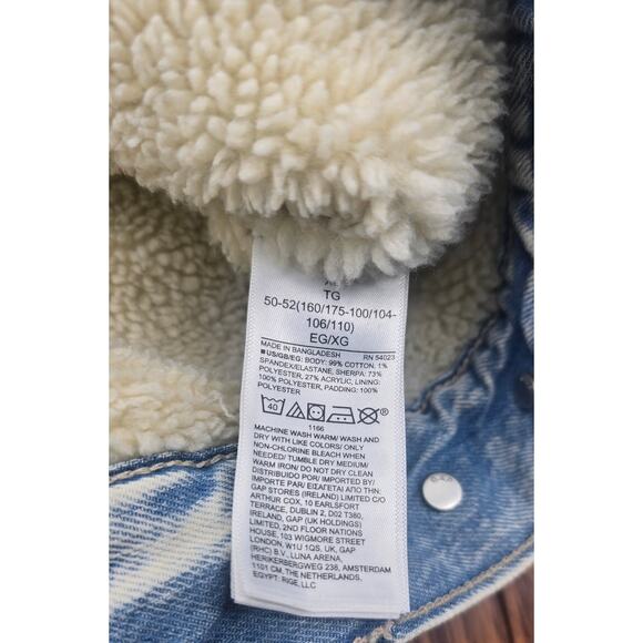 Gap Acid Wash Sherpa Lined Denim Bomber Jacket - Picture 6 of 6